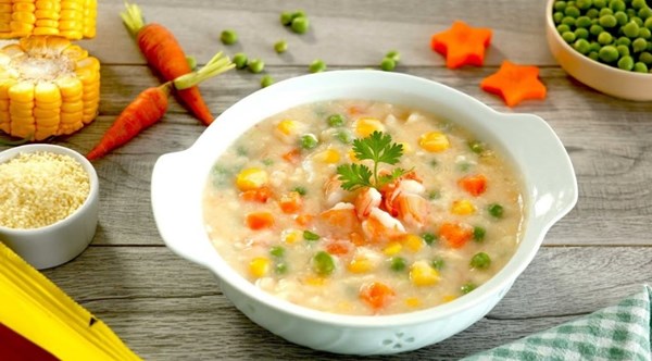Món ăn: súp tôm rau củ